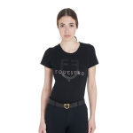 Equestro T-Shirt Donna Slim Fit con Logo Glitter